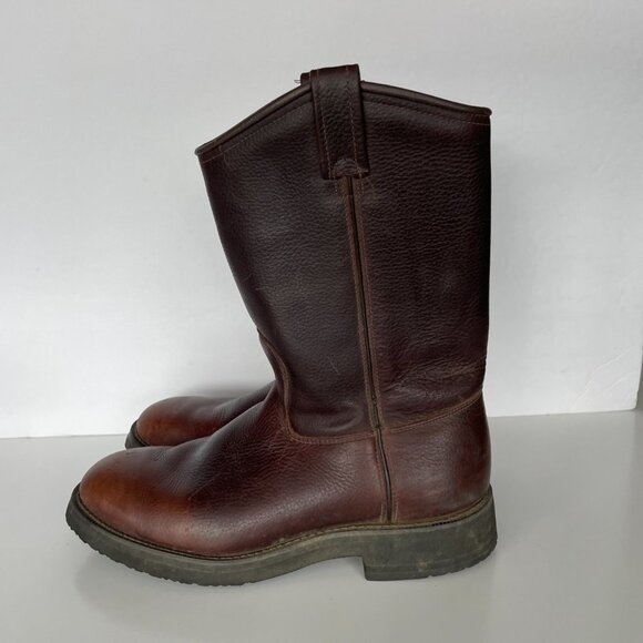 Brown Leather Combat Boots with Slip-On Design - Picture 7 of 11